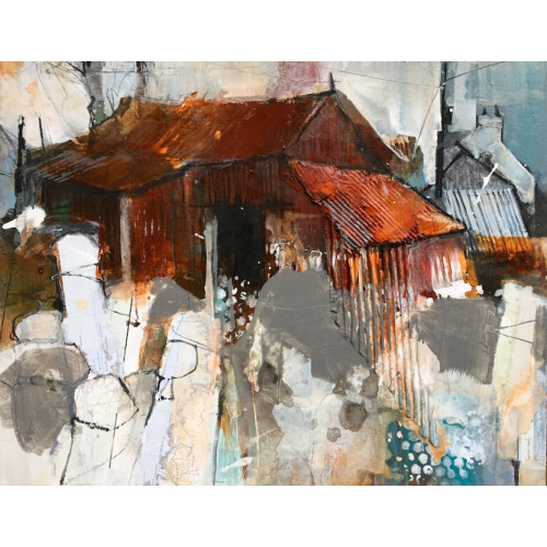 FivewaysV, mixed media on board, 40x50cm